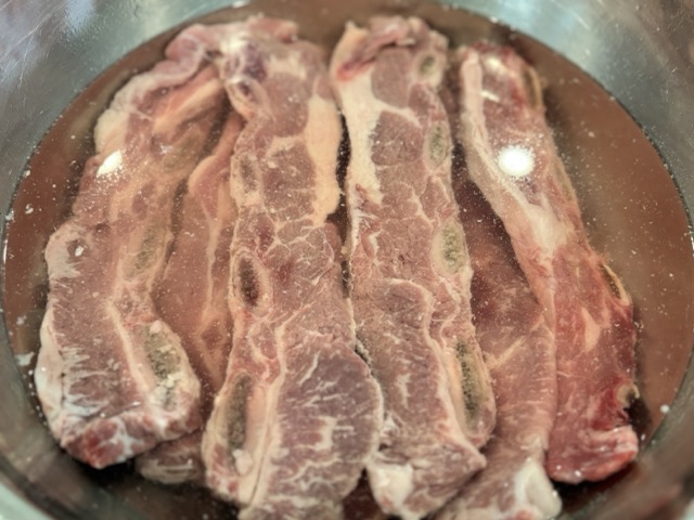 Soaking Beef Flanken Ribs
