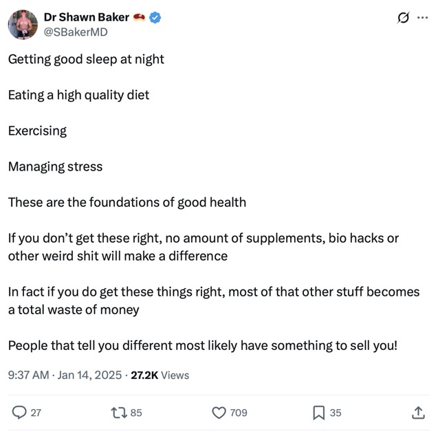 Dr. Shawn Baker Tweeting about Supplements