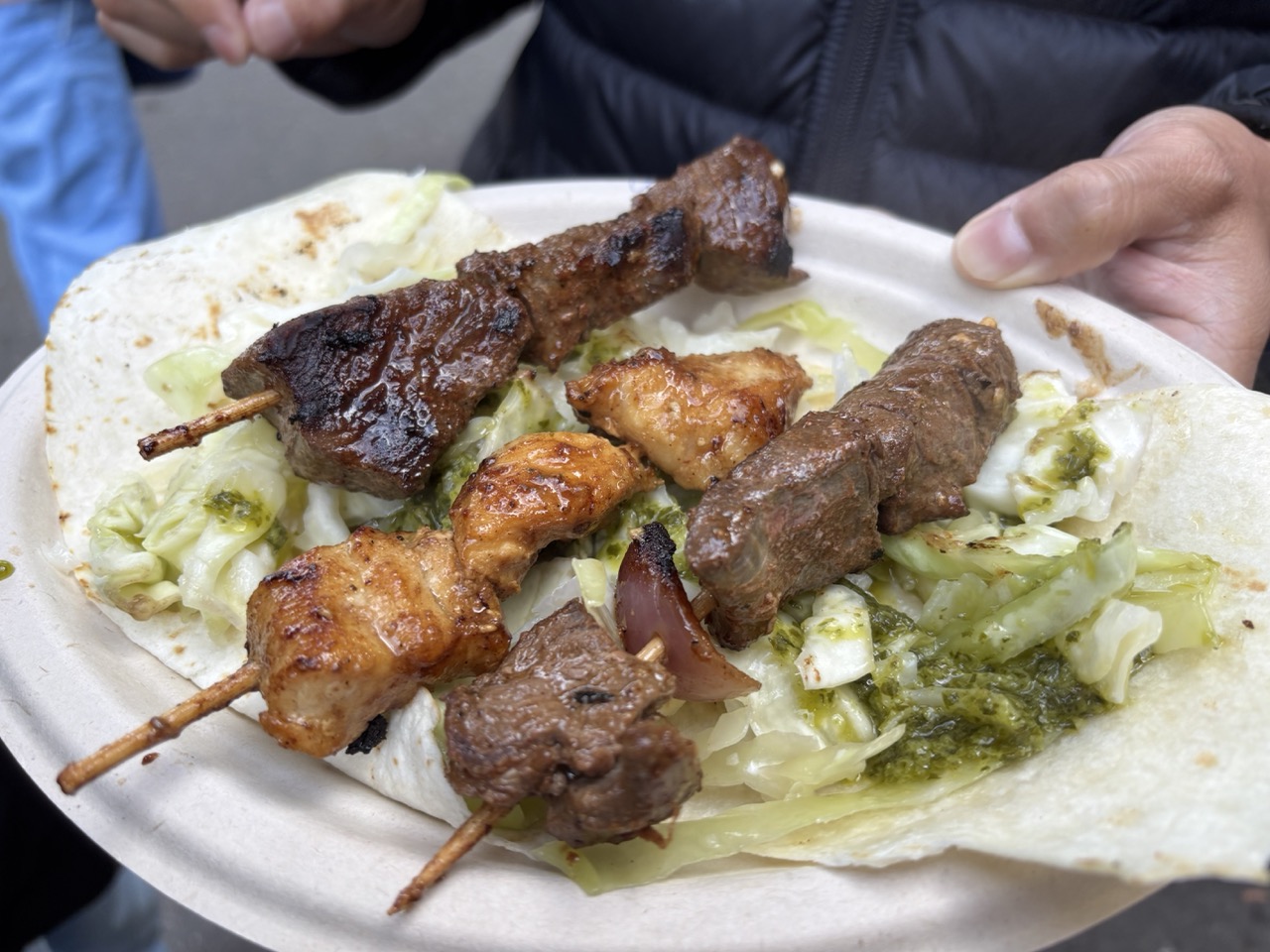 Kangaroo, crocodile, and emu skewers