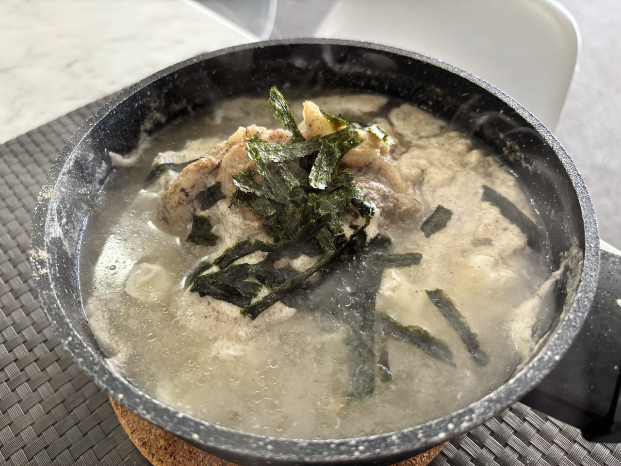 Pork bone broth eggs seaweed